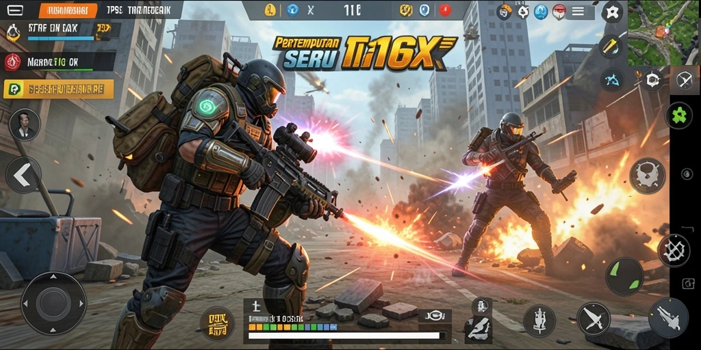 Gameplay seru dalam 116X dengan aksi pertempuran yang menegangkan.