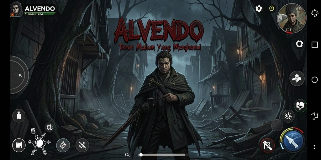 Tampilan gameplay <strong>ALVENDO</strong> yang seram dan menegangkan dengan atmosfer mencekam.
