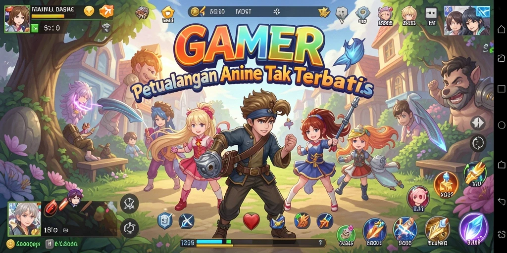 Screenshot GAMERP menampilkan pertempuran karakter Anime yang mendebarkan.