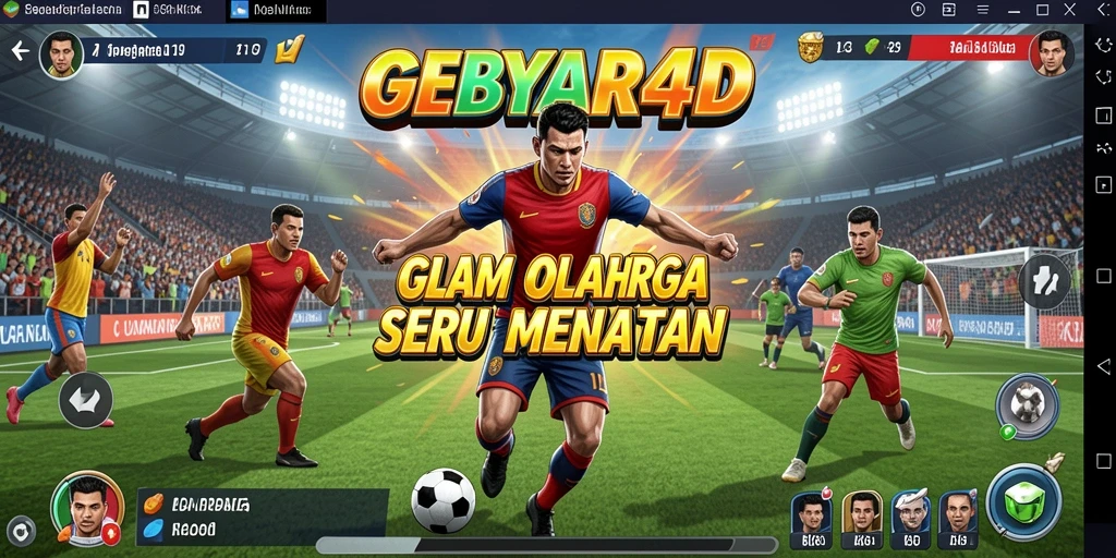 Tangkapan layar gameplay GEBYAR4D yang penuh aksi olahraga.