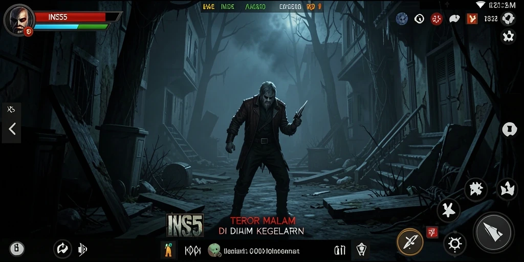 Gambar gameplay menyeramkan yang menampilkan suasana gelap dan mencekam.