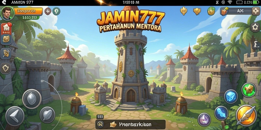 Tampilan seru gameplay Tower Defense dalam JAMIN777.
