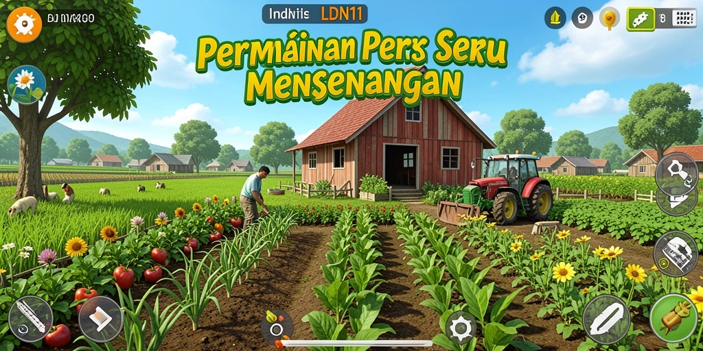 Screenshot LDN11 menampilkan petani yang sedang menuai tanaman hasil panen.