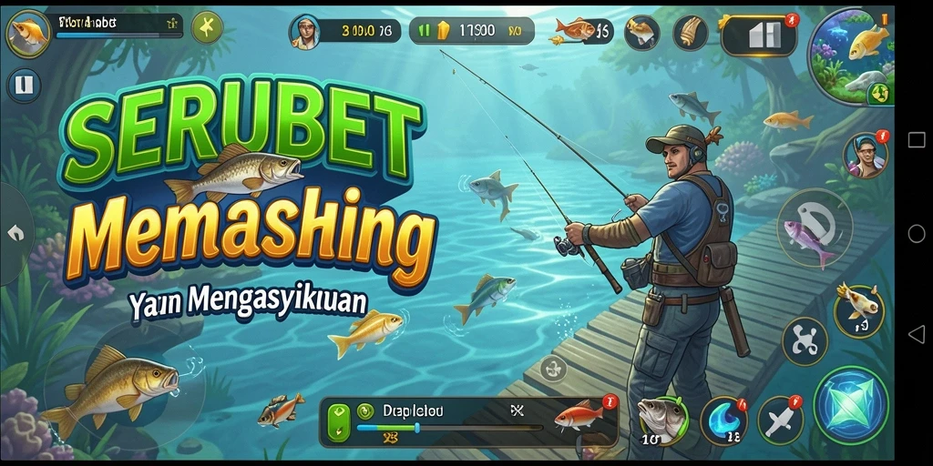 Screenshot SERUBET yang menunjukan aksi memancing di lautan.