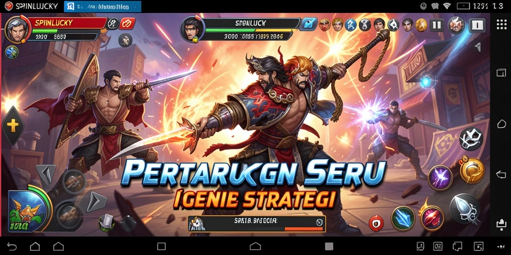 Screenshot gameplay SPINLUCKY dengan aksi pertarungan yang mendebarkan.